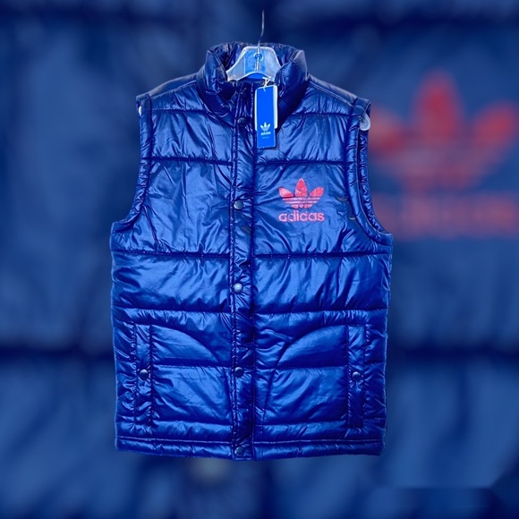 ADIDAS MENS BLUE PUFFER VEST - Picture 1 of 2